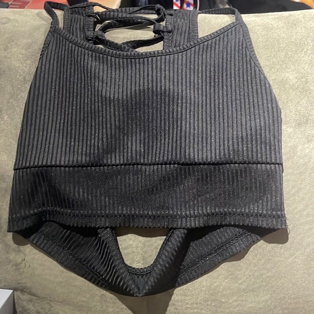 Cropped top, black, corset back
